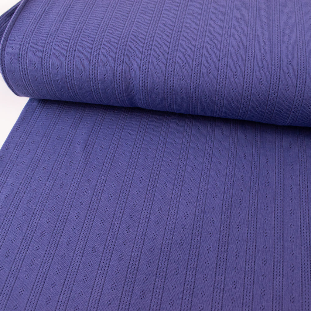 Pointelle Cotton Jersey - Stripes - Violet