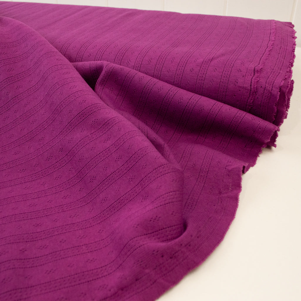 Pointelle Cotton Jersey - Stripes - Berry