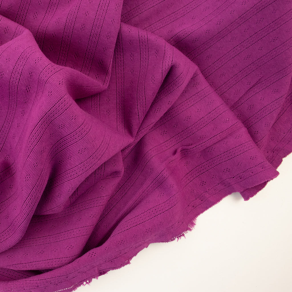 Pointelle Cotton Jersey - Stripes - Berry