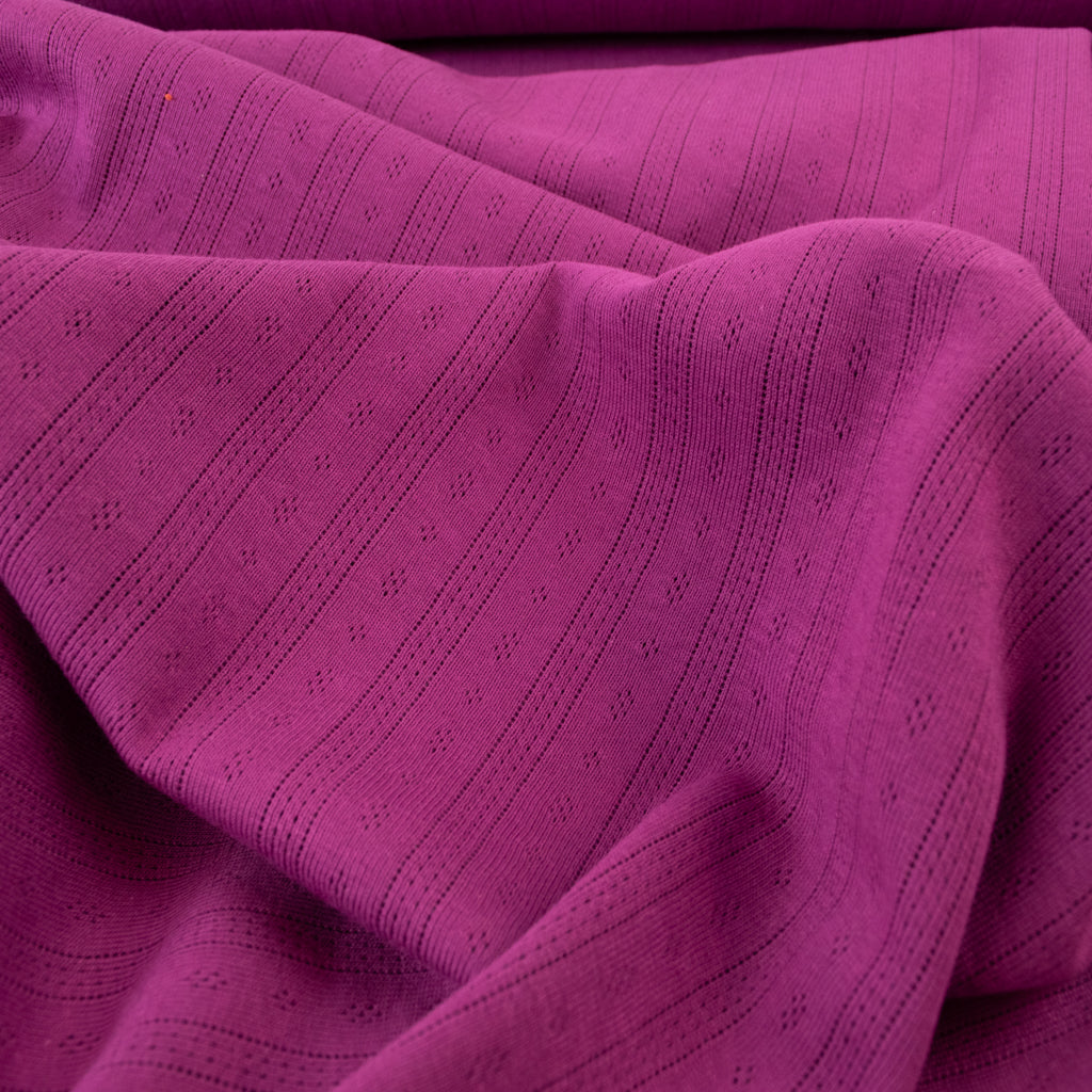 Pointelle Cotton Jersey - Stripes - Berry