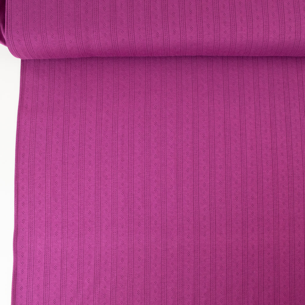 Pointelle Cotton Jersey - Stripes - Berry