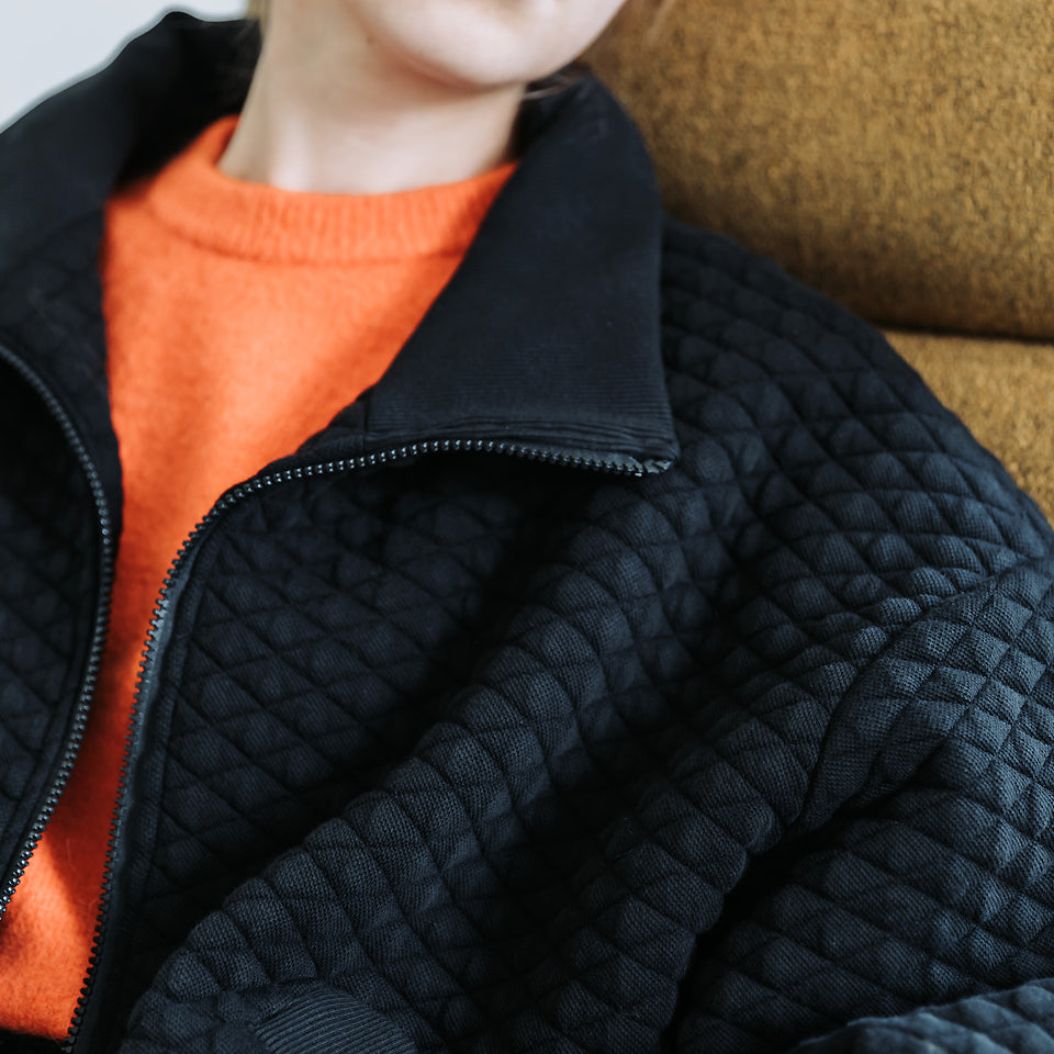 See You At Six - Quilted Piqué Knit - Black