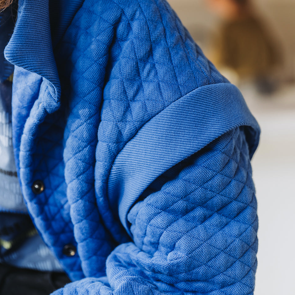 See You At Six - Quilted Piqué Knit - Surf The Web Blue