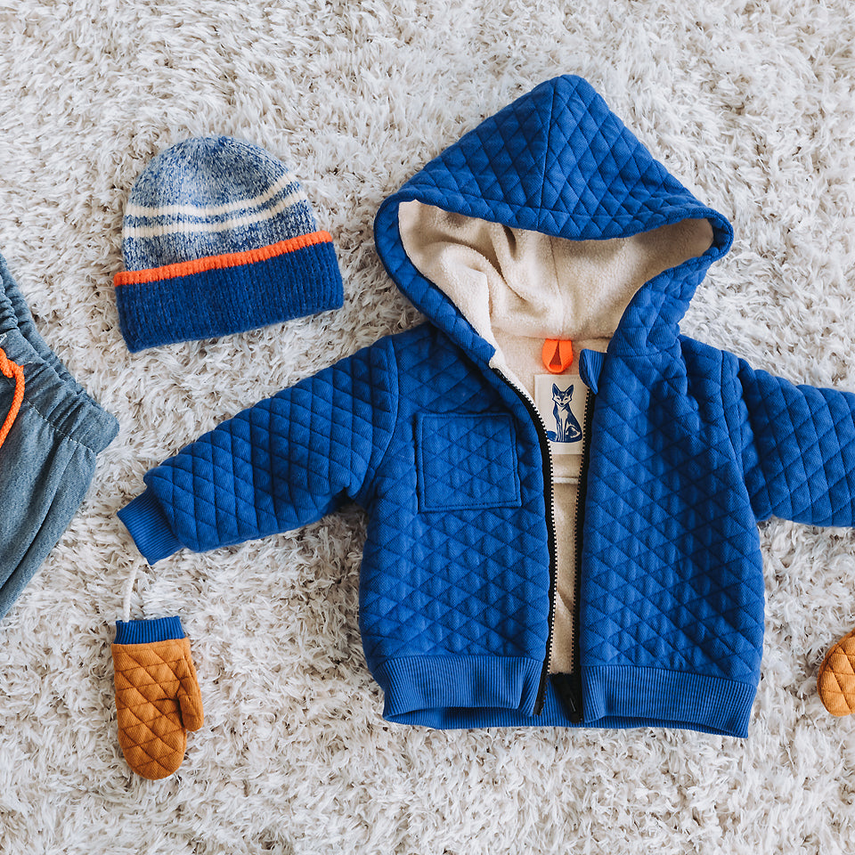 See You At Six - Quilted Piqué Knit - Surf The Web Blue