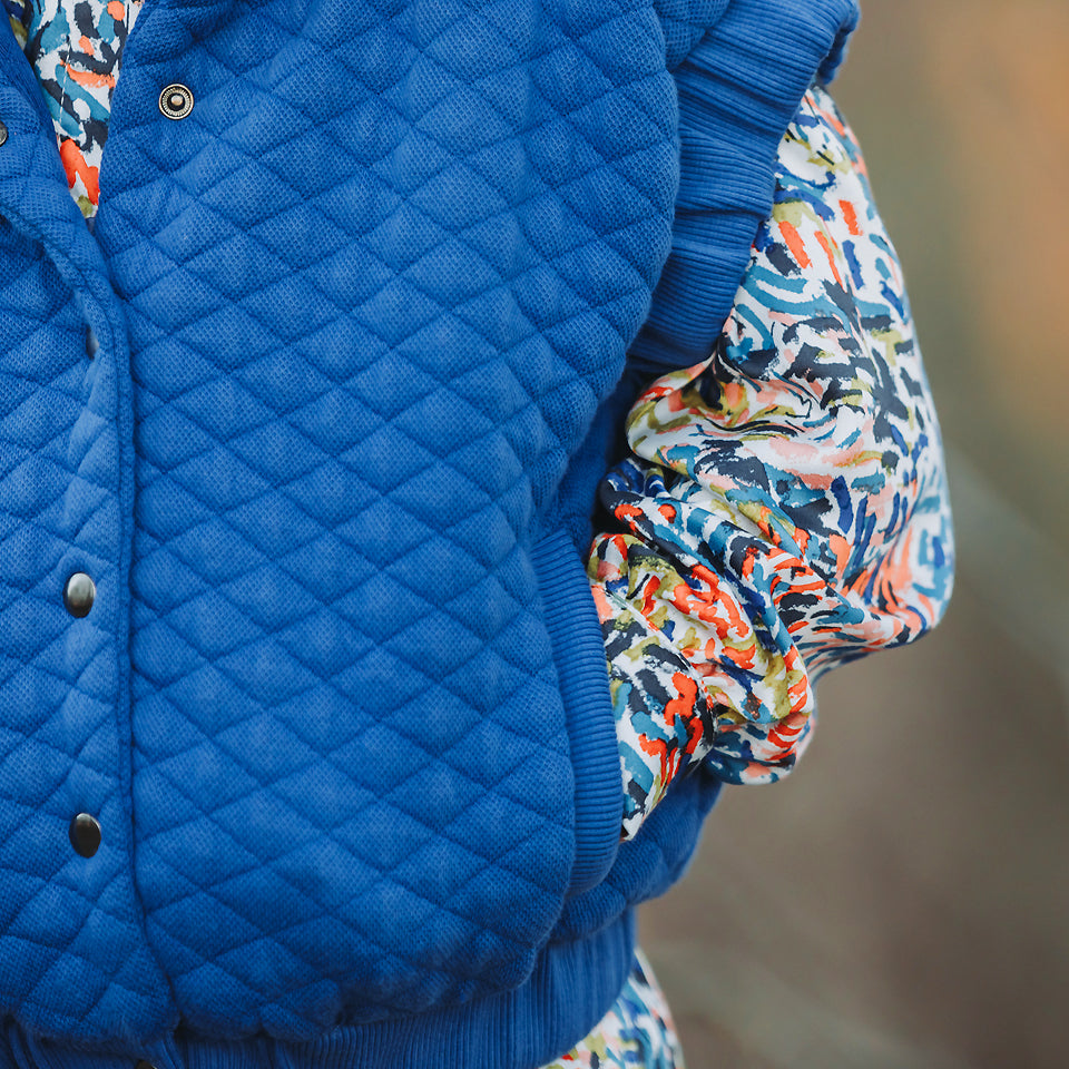 See You At Six - Quilted Piqué Knit - Surf The Web Blue
