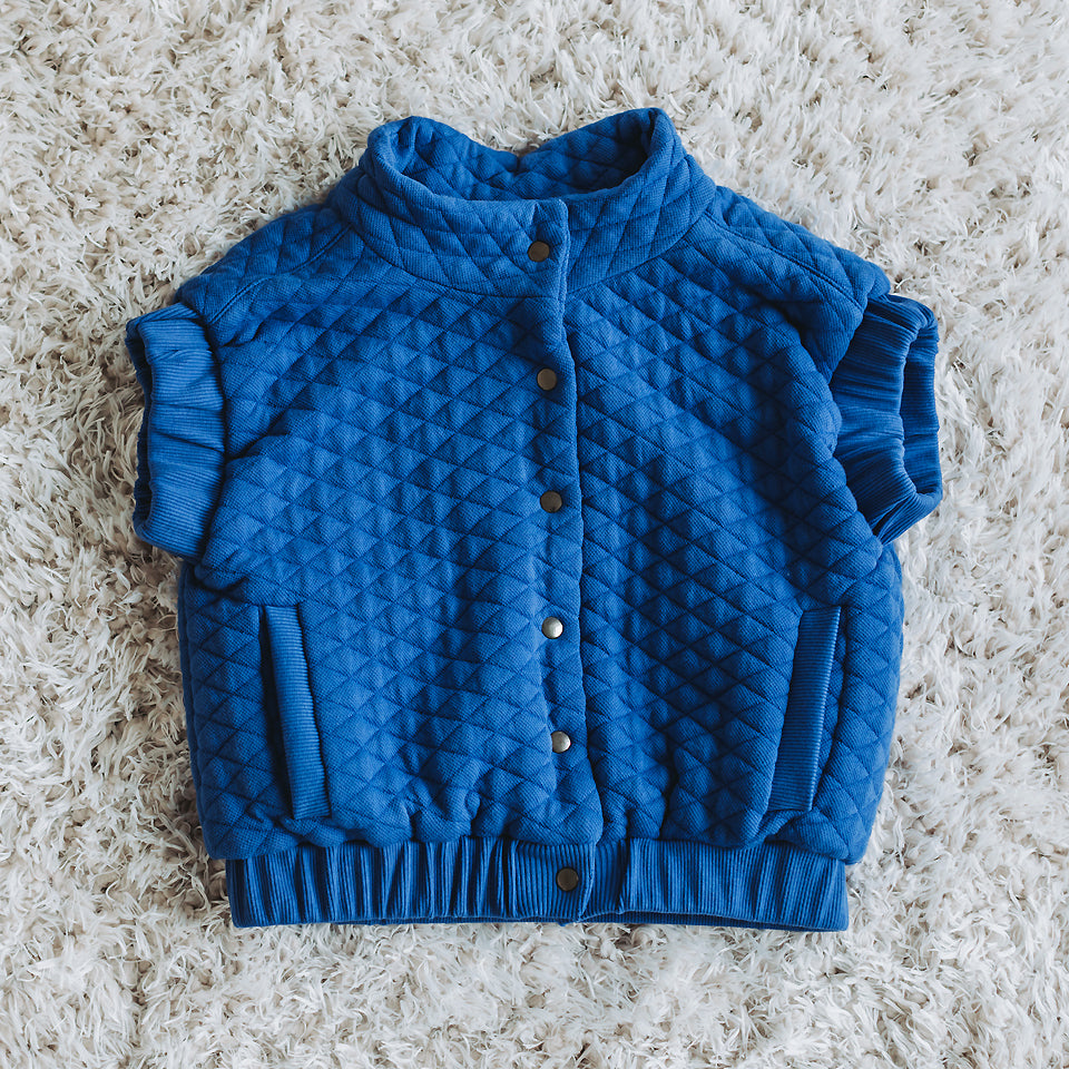 See You At Six - Quilted Piqué Knit - Surf The Web Blue