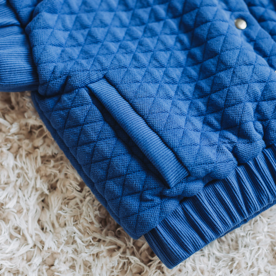 See You At Six - Quilted Piqué Knit - Surf The Web Blue