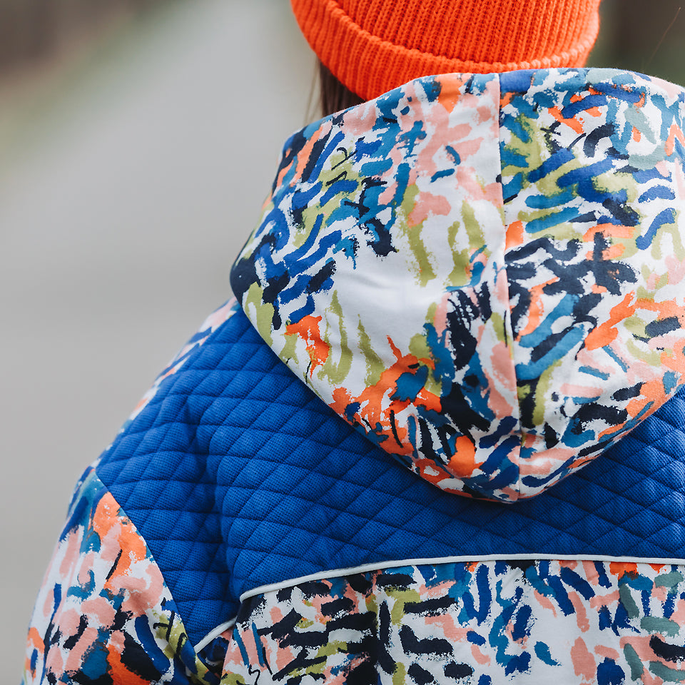 See You At Six - Quilted Piqué Knit - Surf The Web Blue