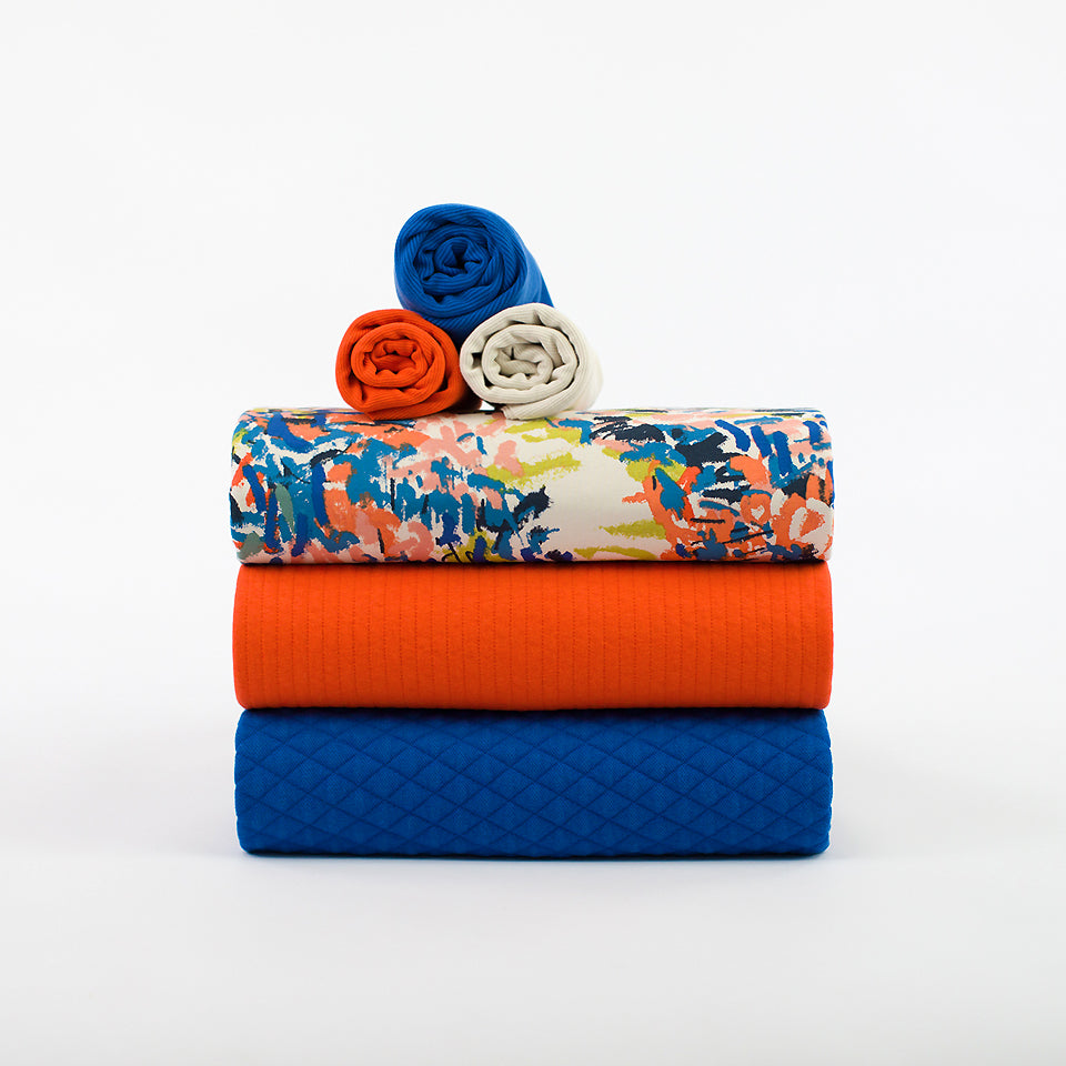See You At Six - Quilted Piqué Knit - Surf The Web Blue