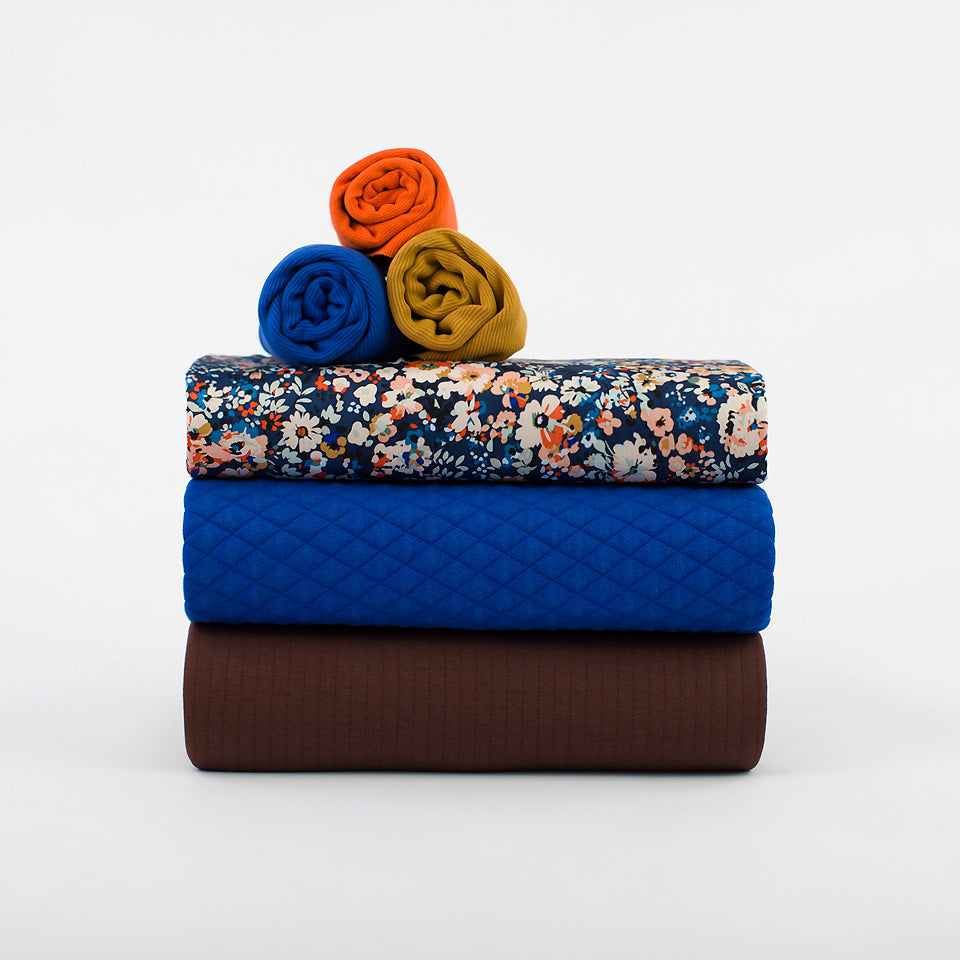 See You At Six - Quilted Piqué Knit - Surf The Web Blue
