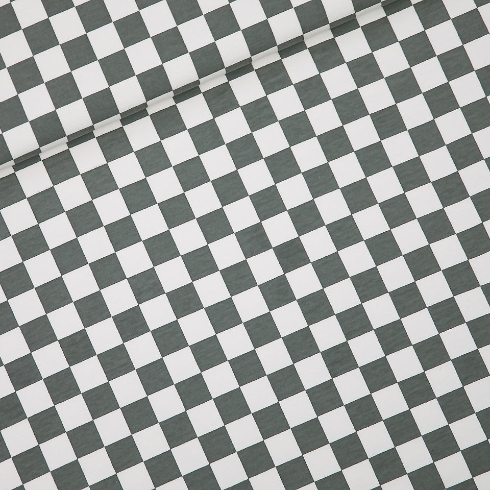 See You At Six - Checkers - French Terry - Grayed White and Smokey Olive
