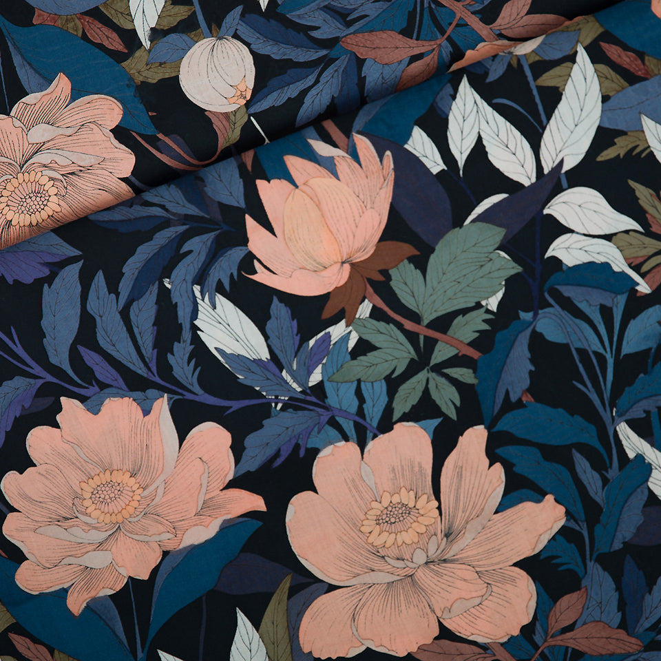 See You At Six - Pasture Rose - Viscose Rayon Satin - Black