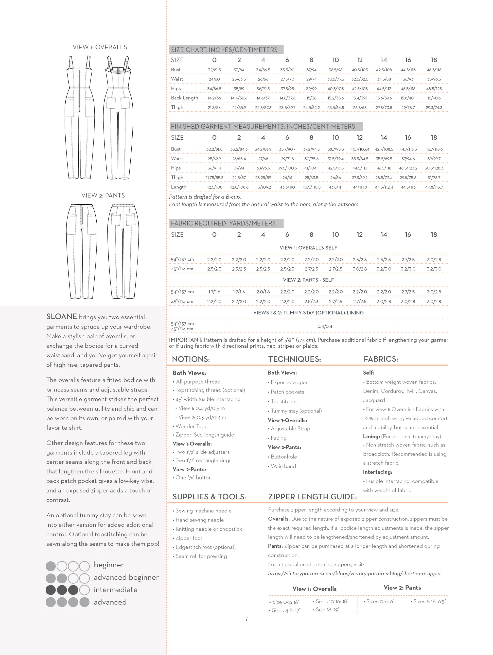 PDF Pattern - Sloane Overalls and Pants | Victory Patterns