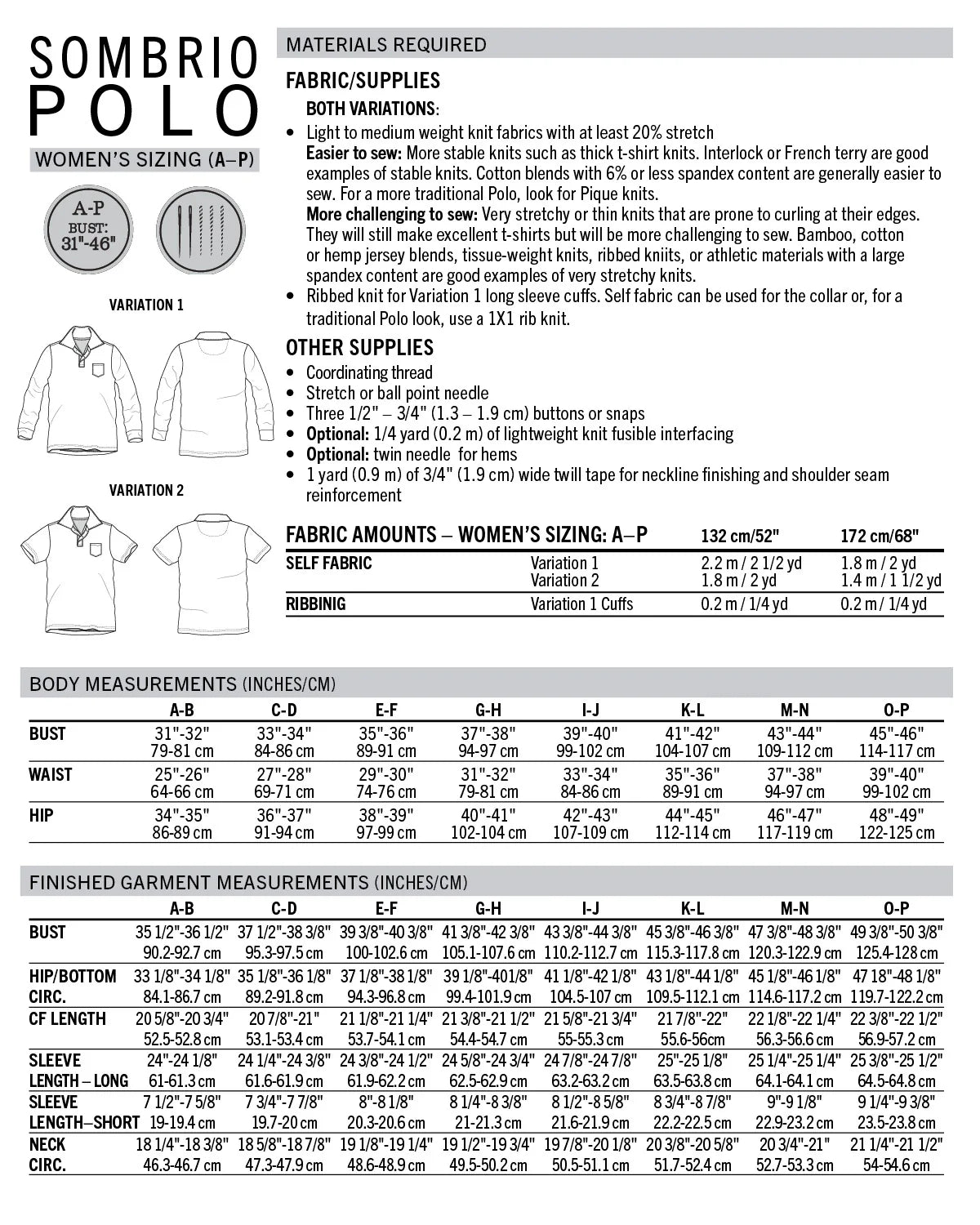 PDF Pattern - Sombrio Polo - Women | Thread Theory