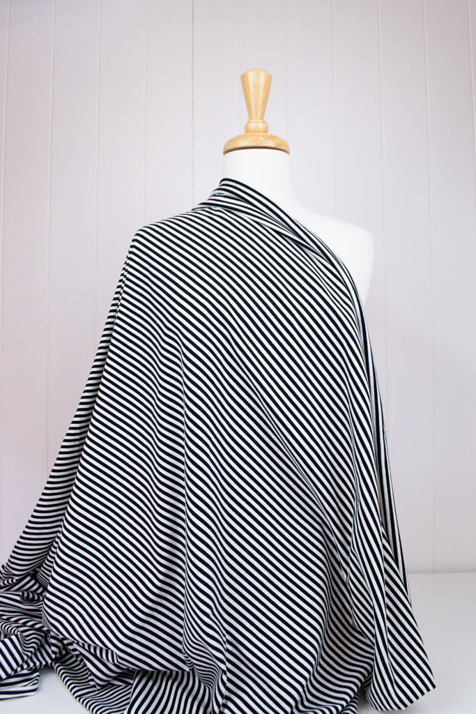 Cotton Jersey - Black & White Stripe