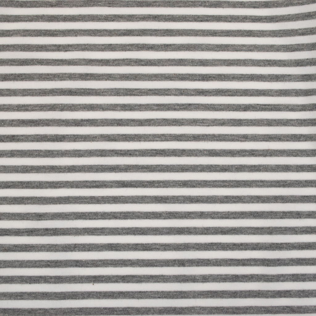 Cotton Jersey - Silver & White Stripe