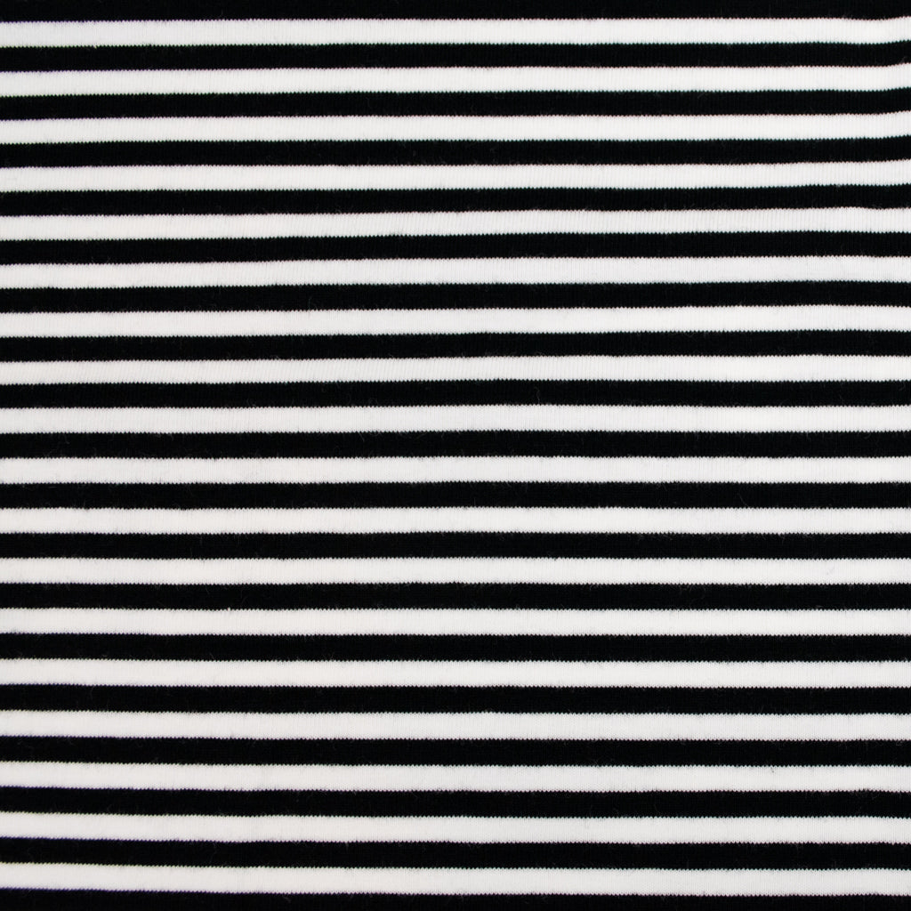 Cotton Jersey - Black & White Stripe