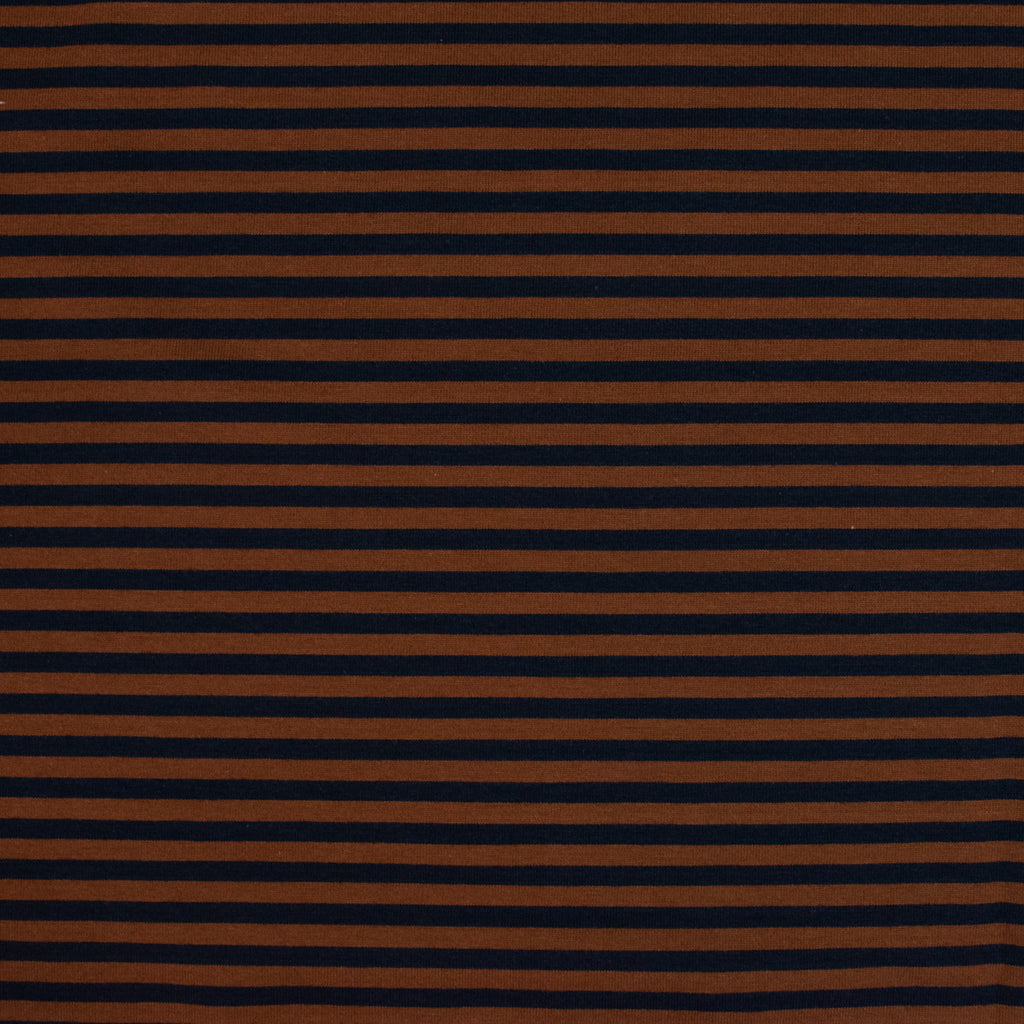 Cotton Jersey - Tan & Navy Stripe