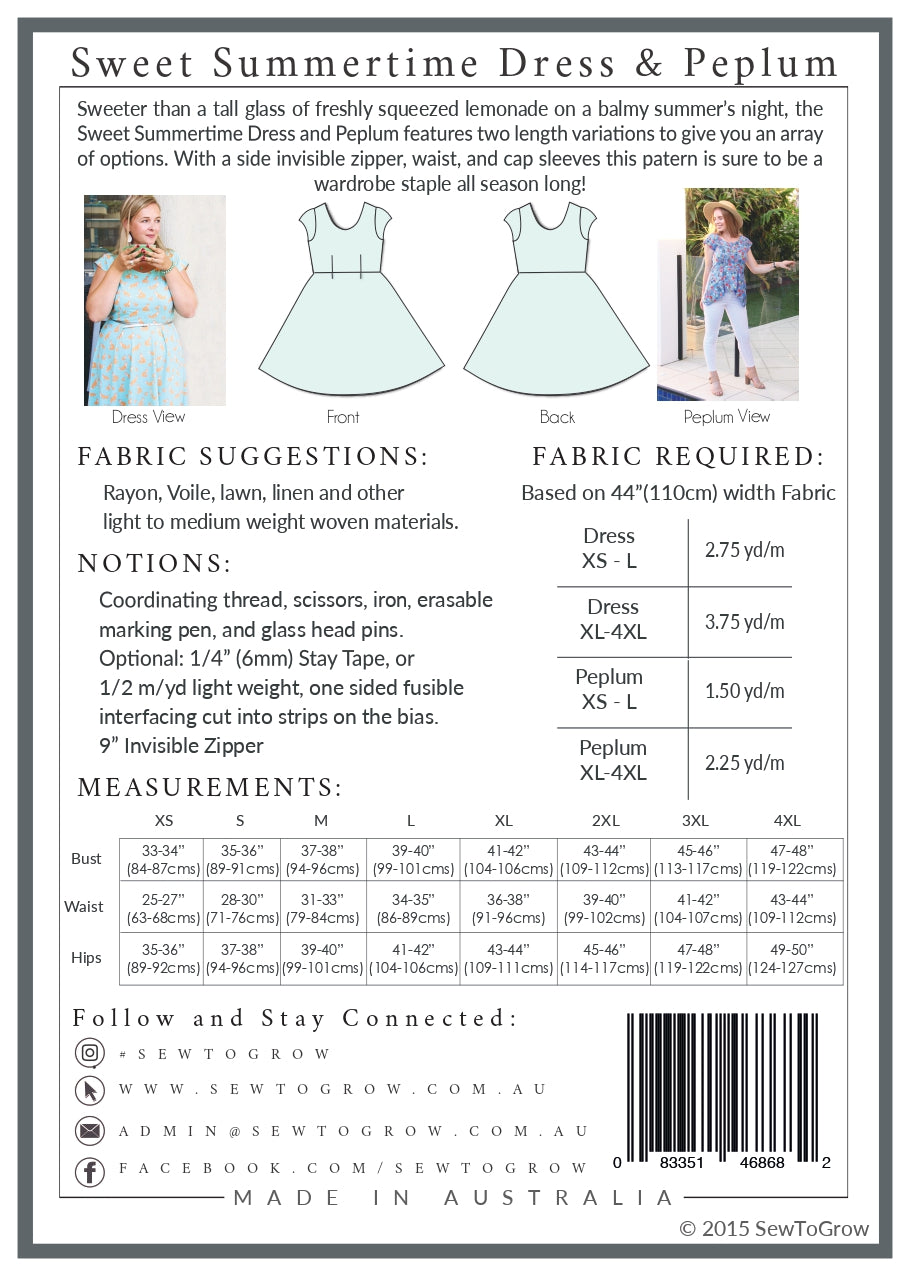 PDF Pattern - Sweet Summertime Dress and Peplum | Sew To Grow
