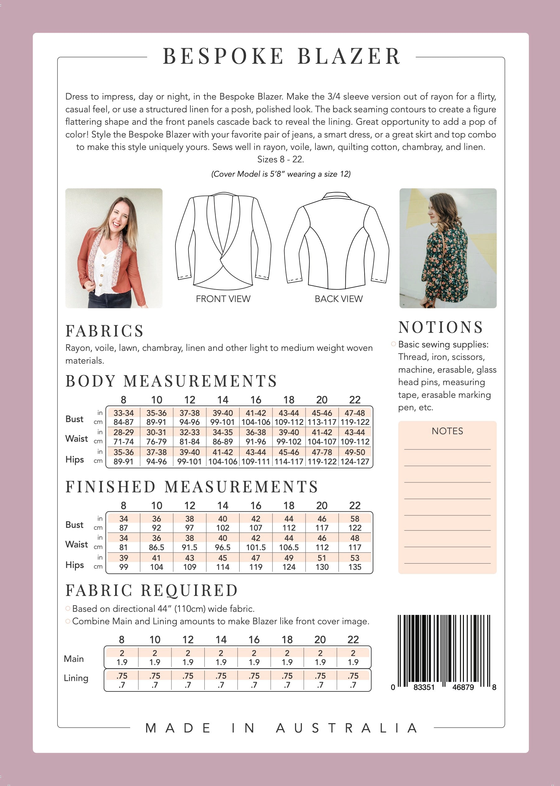 PDF Pattern - Bespoke Blazer | Sew To Grow
