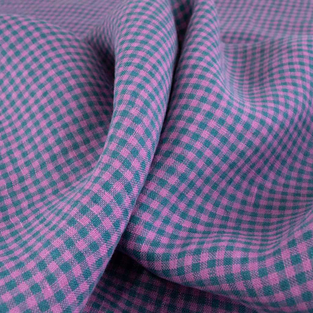 Mini Check - Washed Linen - Seaberry