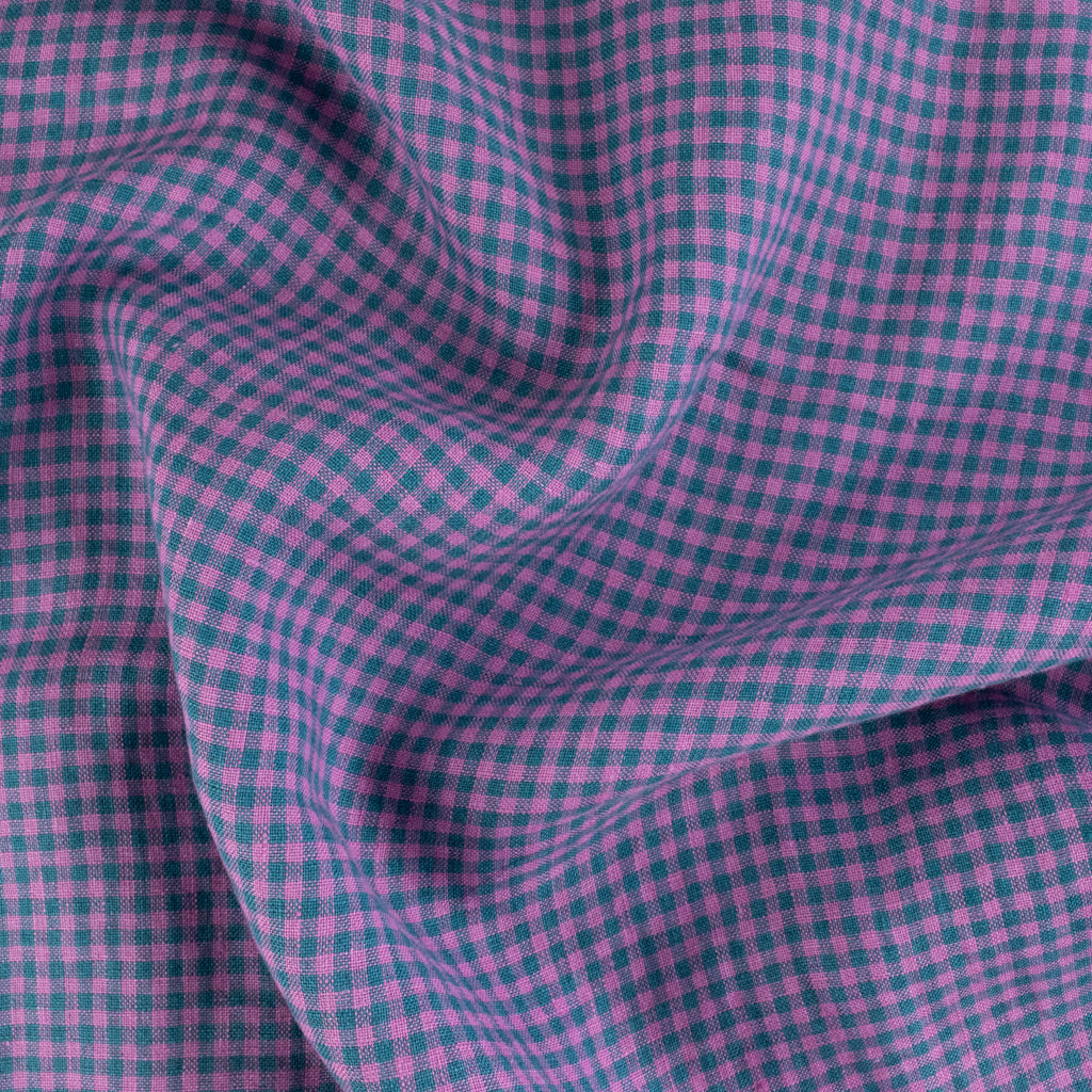 Mini Check - Washed Linen - Seaberry