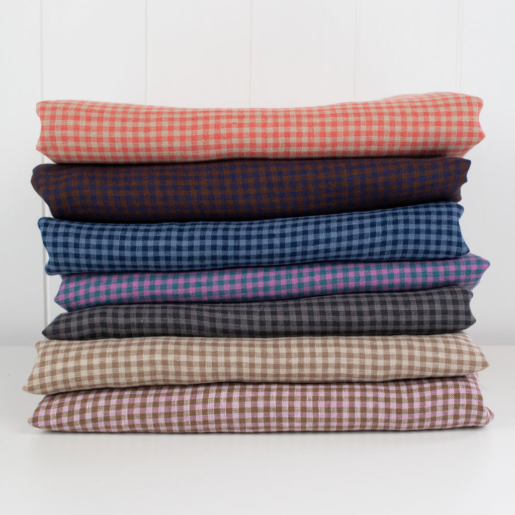 Mini Check - Washed Linen - Seaberry