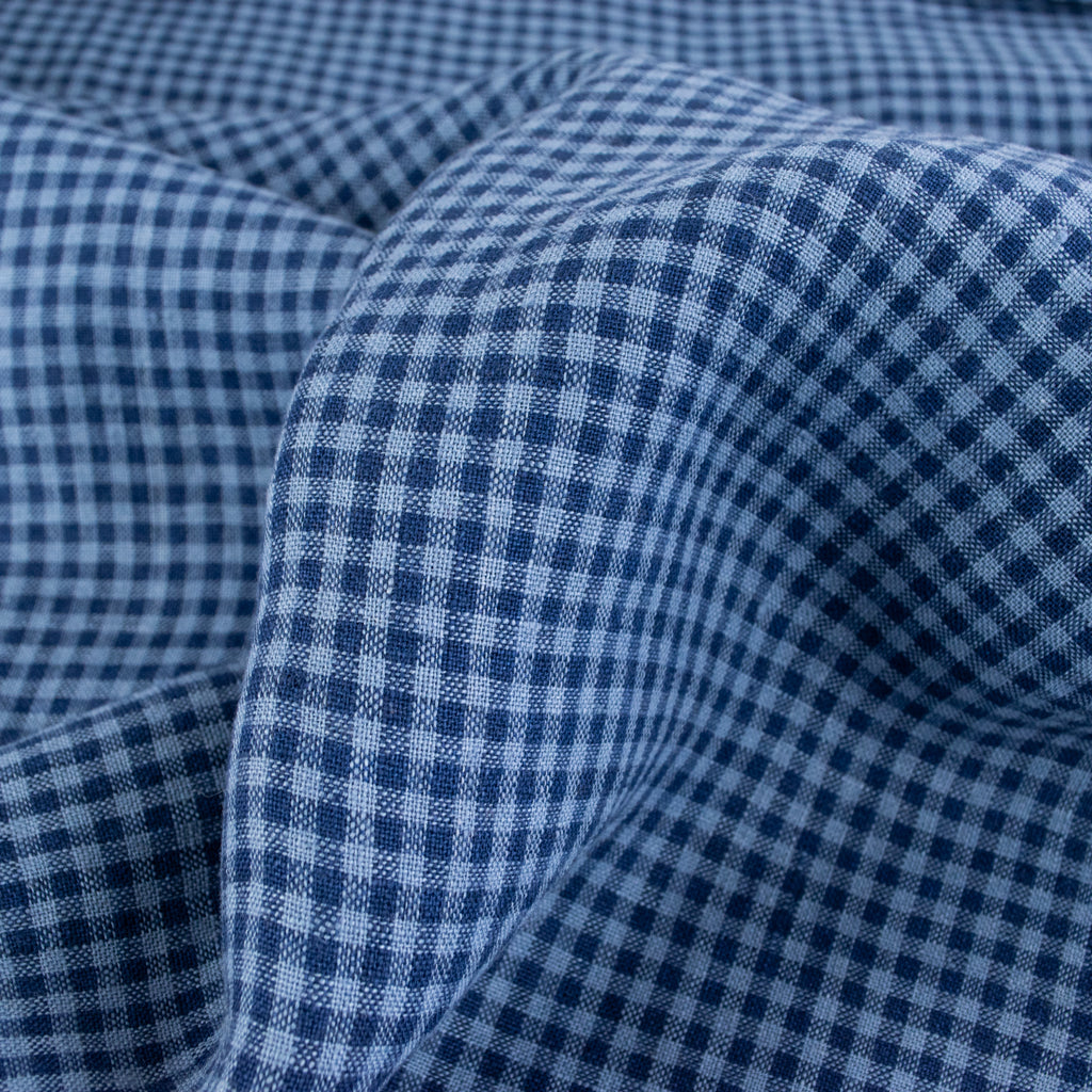 Mini Check - Washed Linen - Poseidon