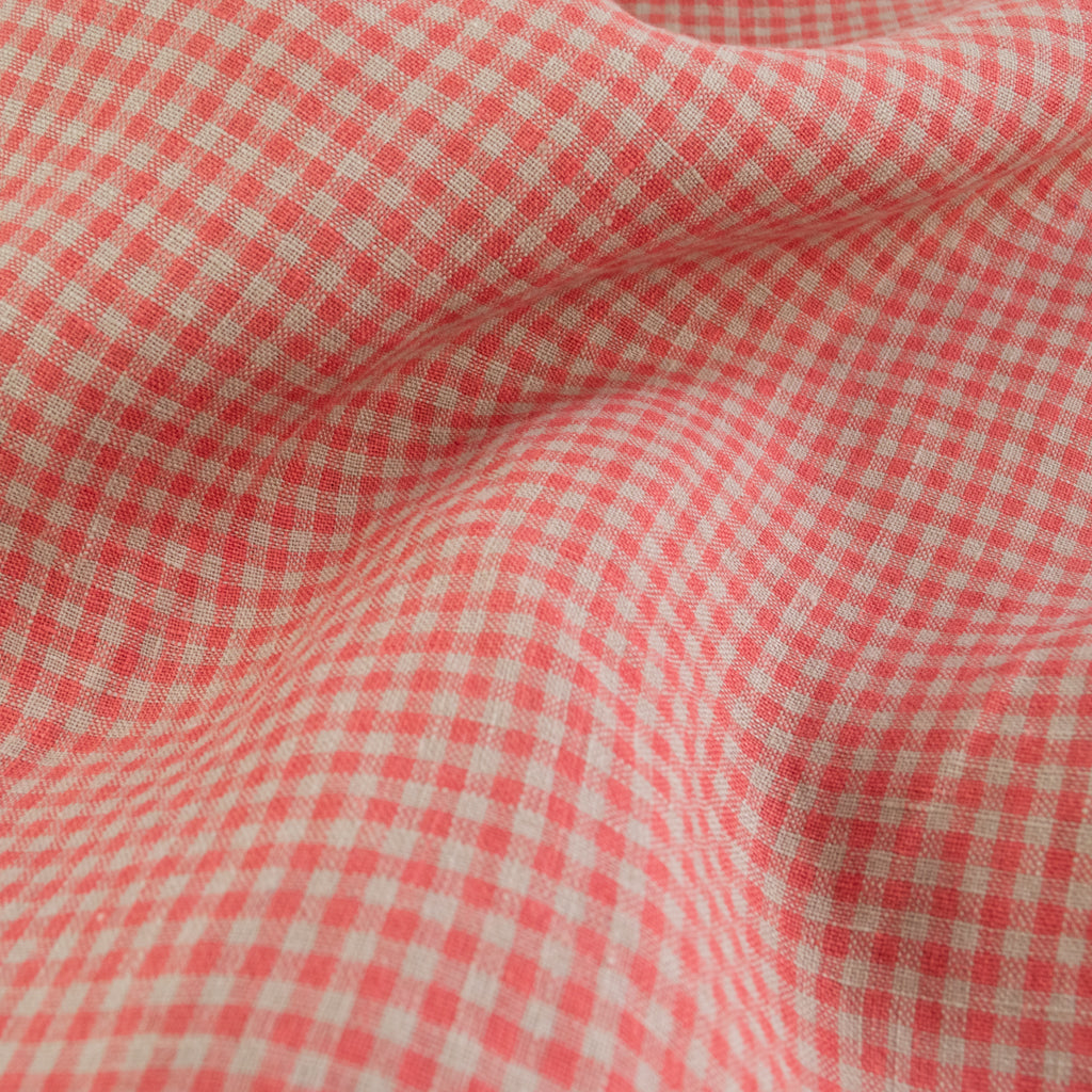Mini Check - Washed Linen - Coral