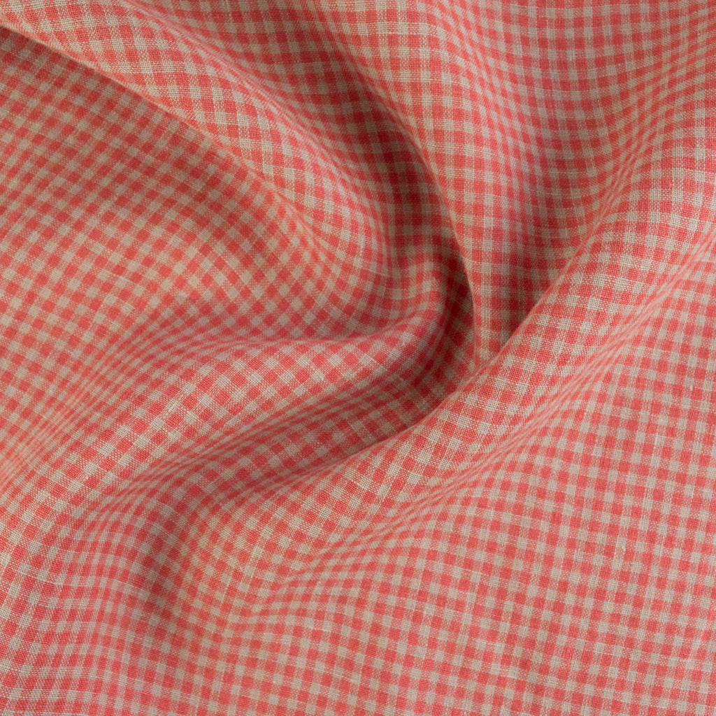 Mini Check - Washed Linen - Coral