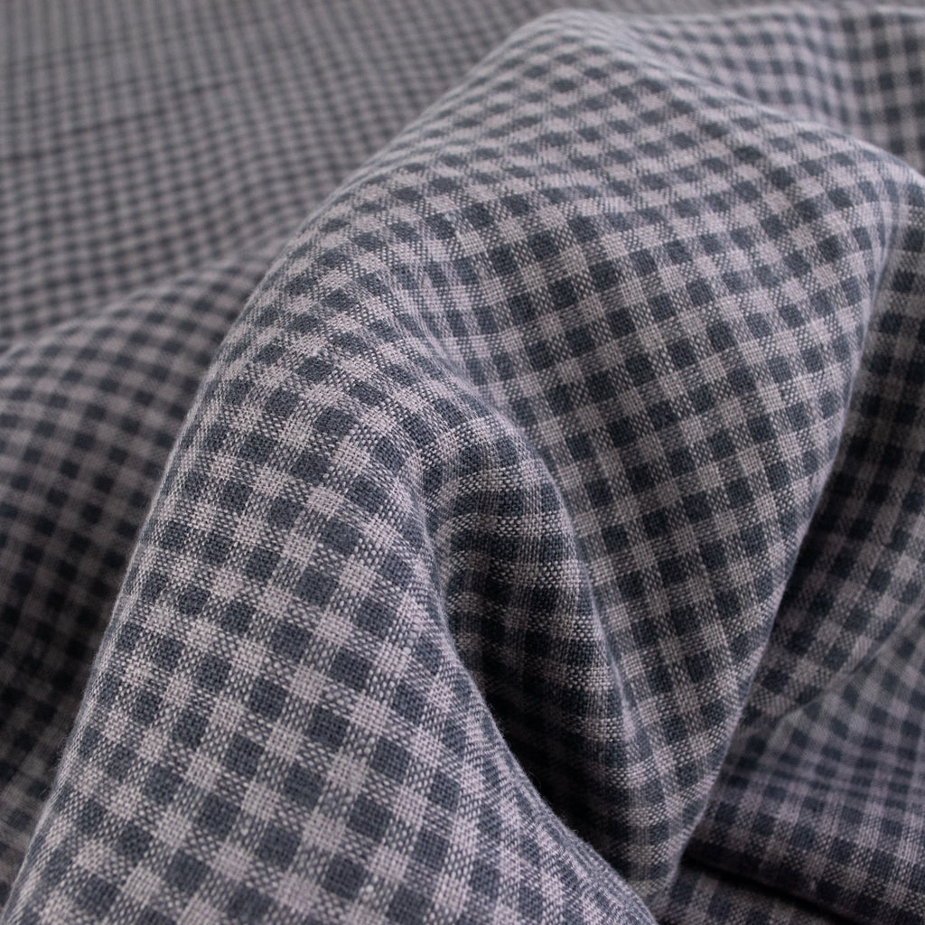 Mini Check - Washed Linen - Charcoal