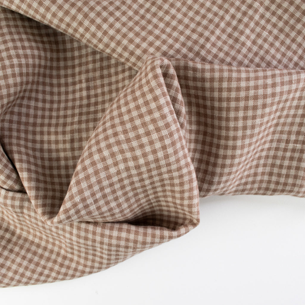 Mini Check - Washed Linen - Truffle