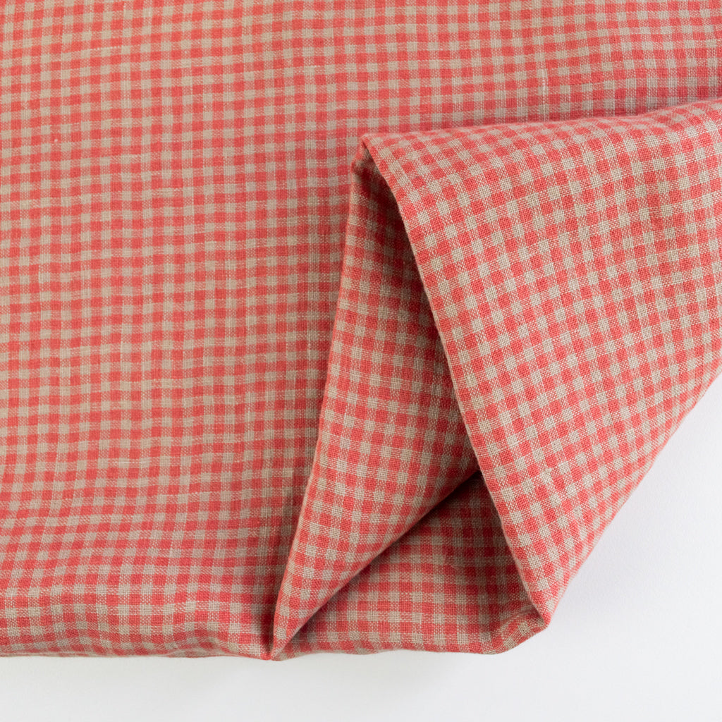Mini Check - Washed Linen - Coral