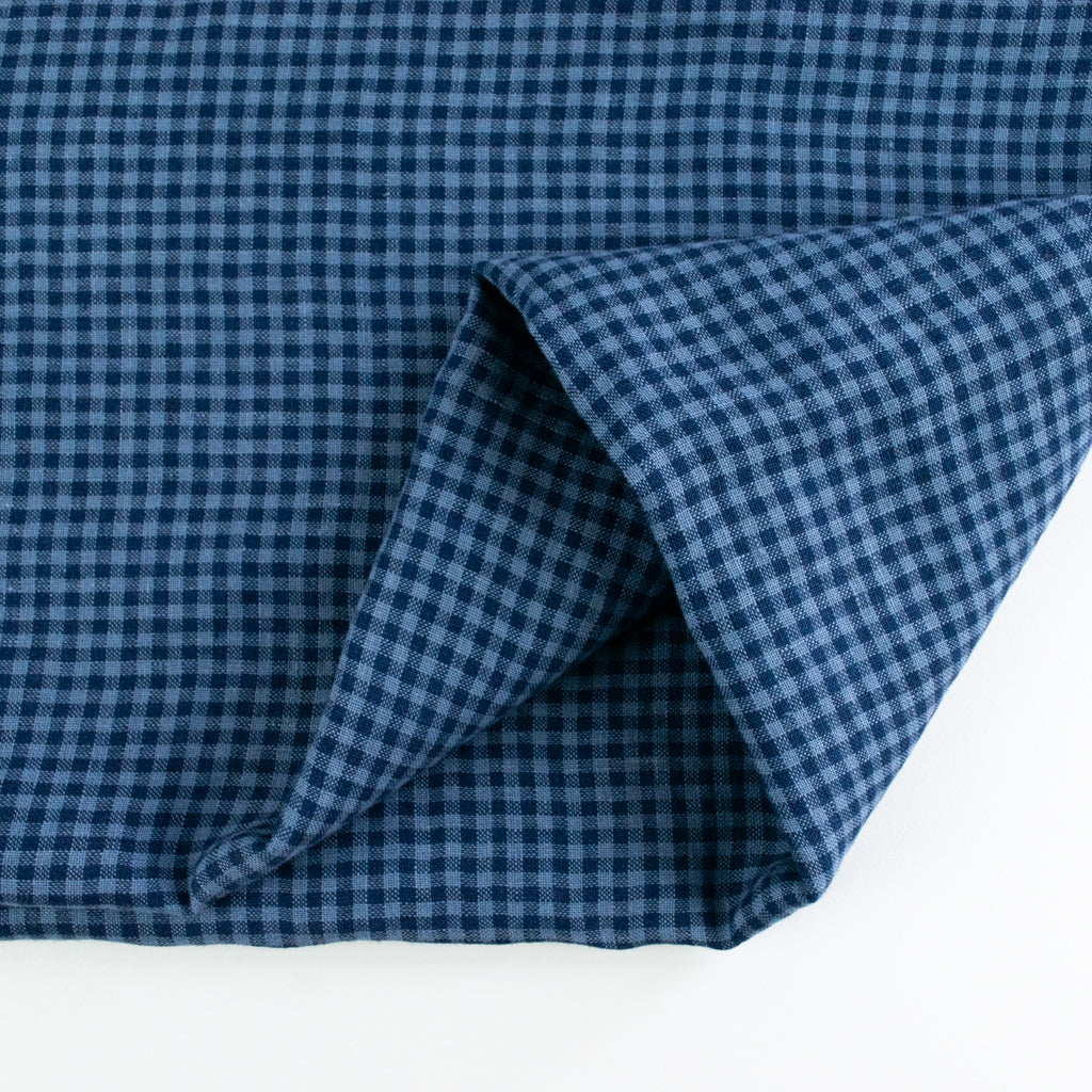 Mini Check - Washed Linen - Poseidon
