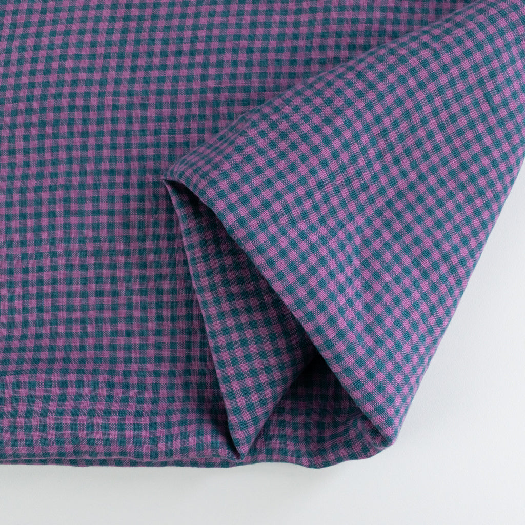 Mini Check - Washed Linen - Seaberry