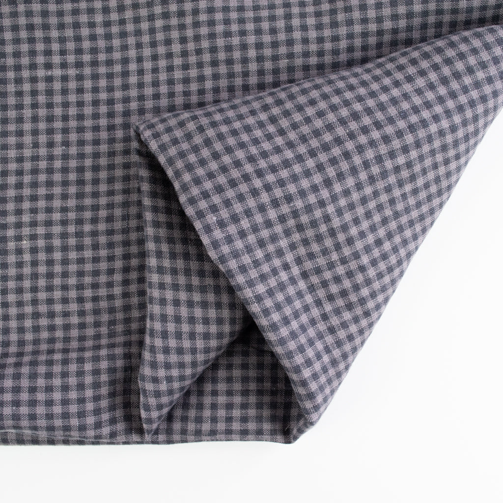 Mini Check - Washed Linen - Charcoal