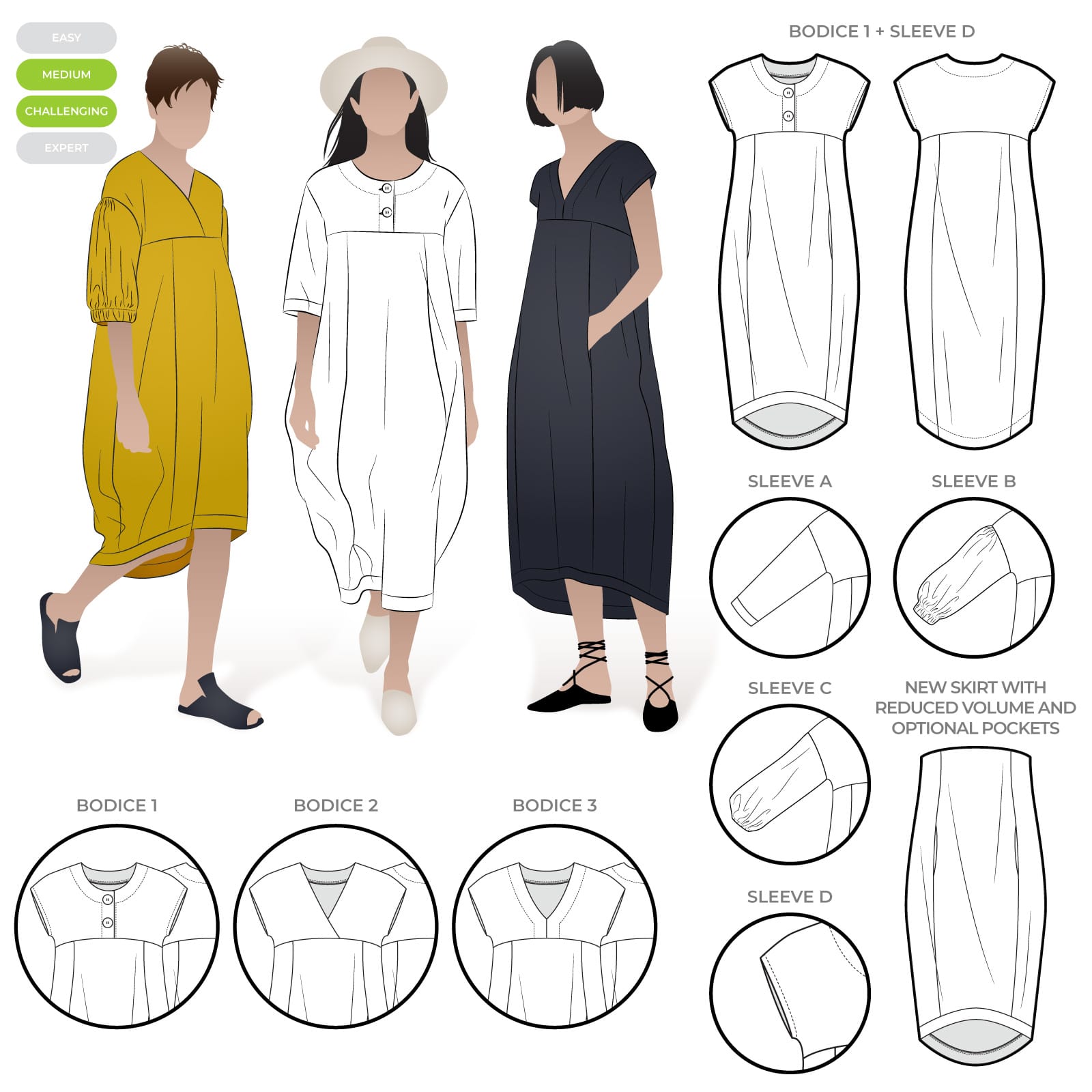 Sydney Dress Extension Pack - Sewing Pattern | Style Arc