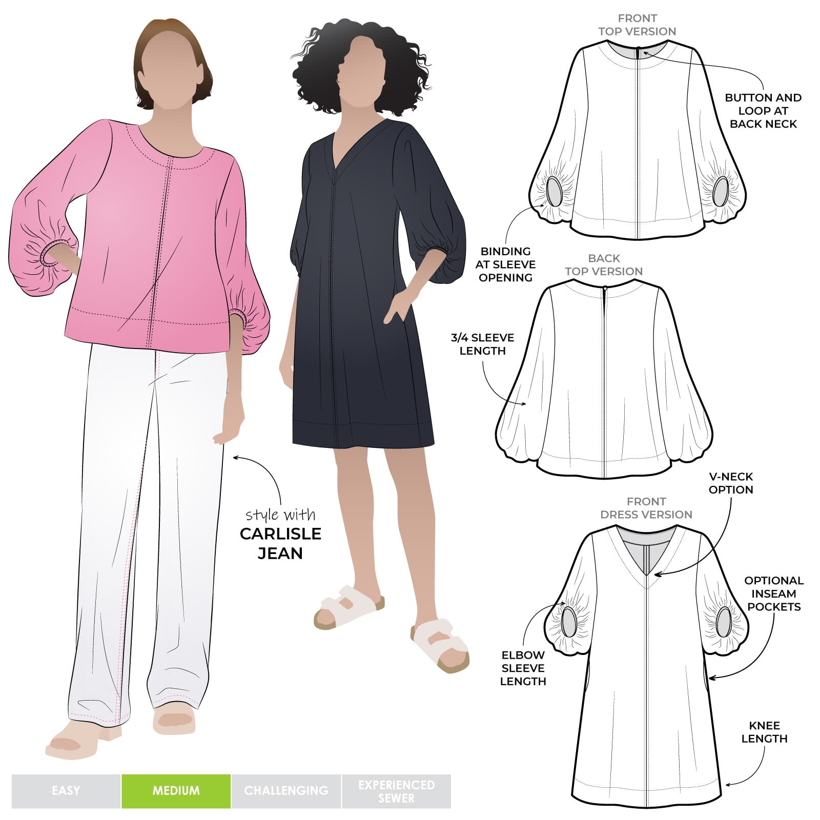 Zalia Woven Top and Dress - Sewing Pattern | Style Arc