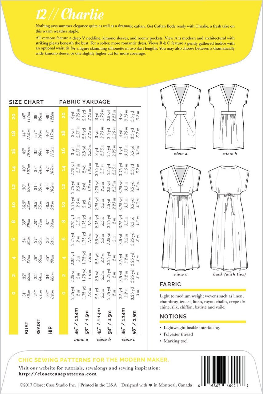 Closet Core Patterns | Charlie Caftan - MaaiDesign