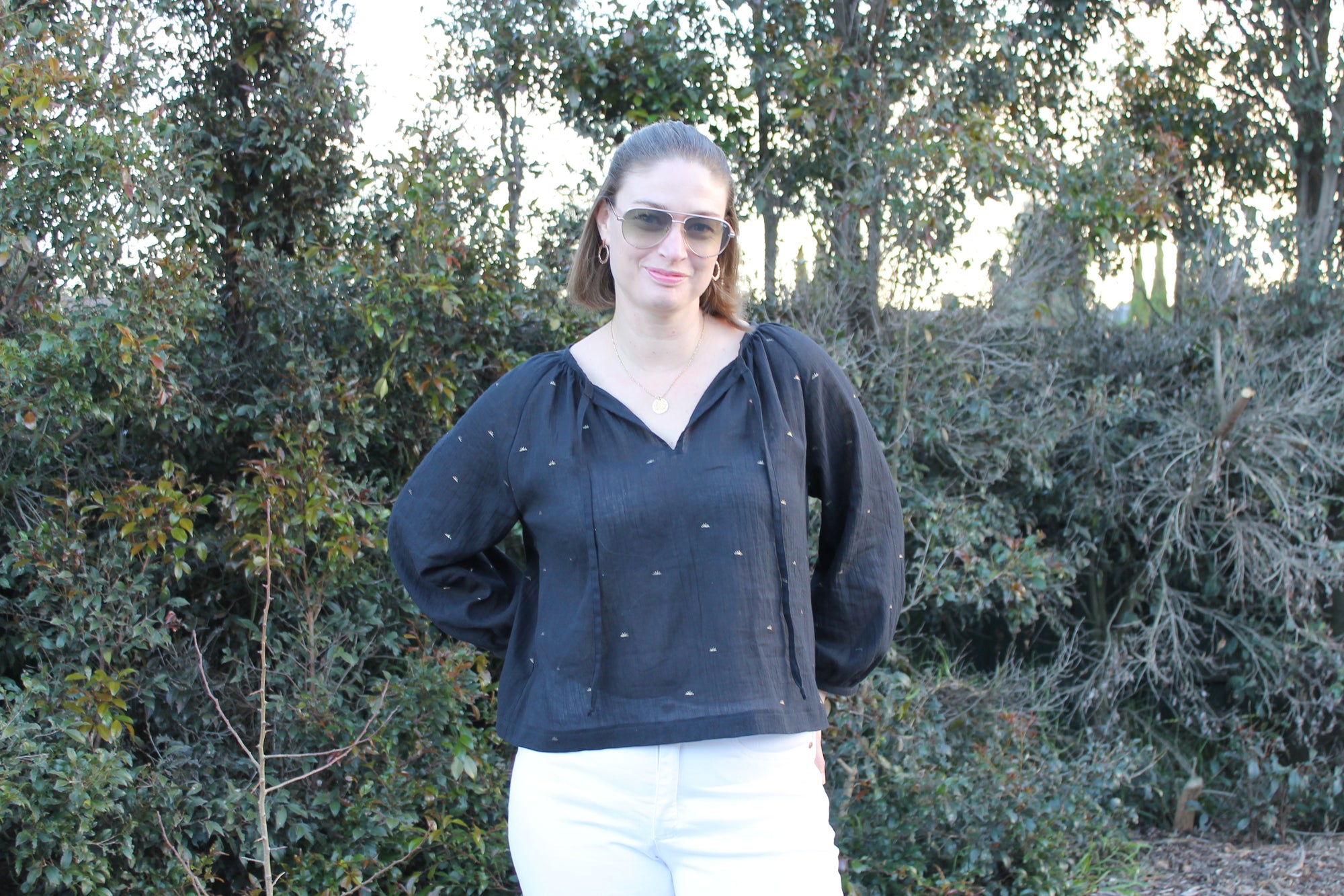 Roscoe top in cotton crepe