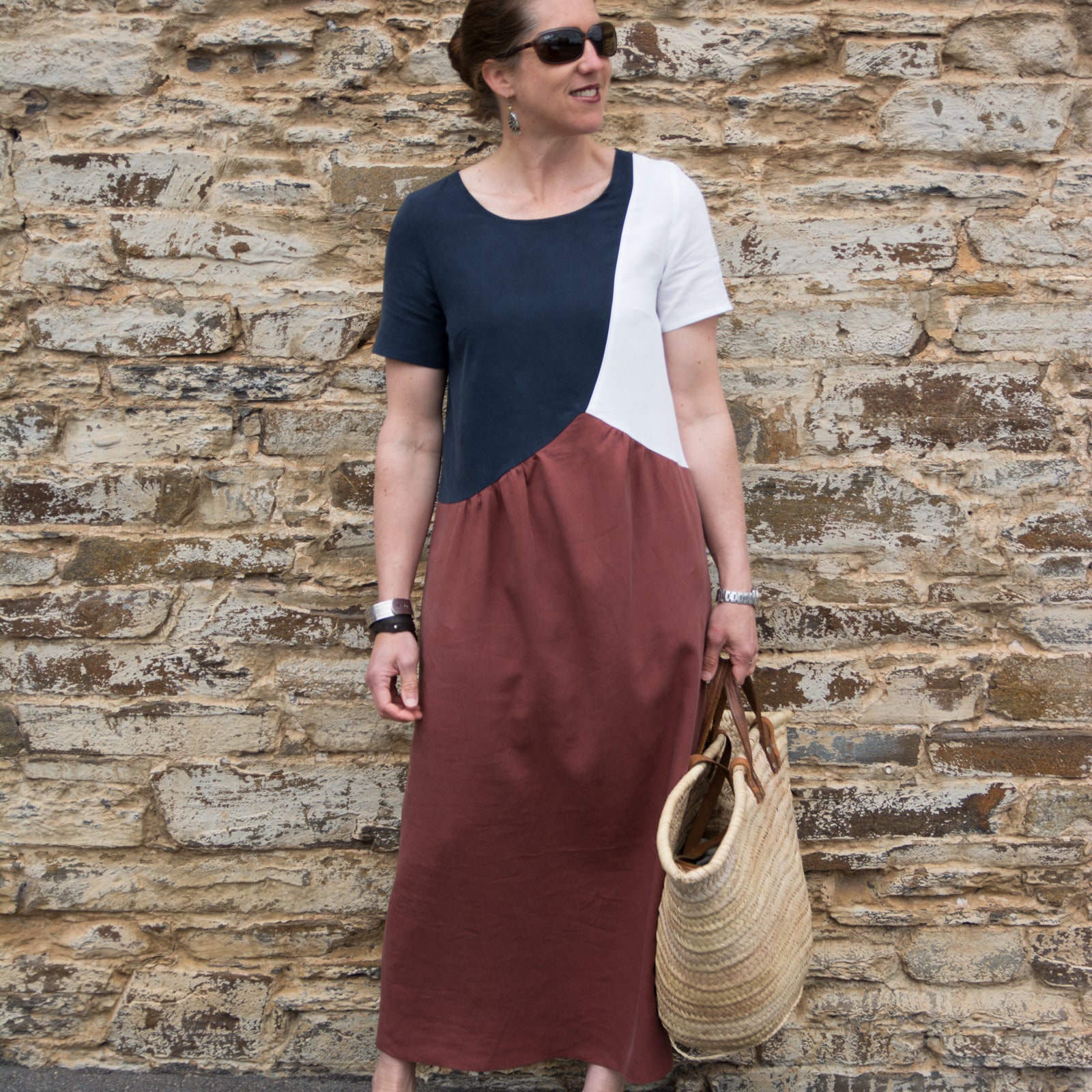 Tencel Linen Colour Blocked Dress