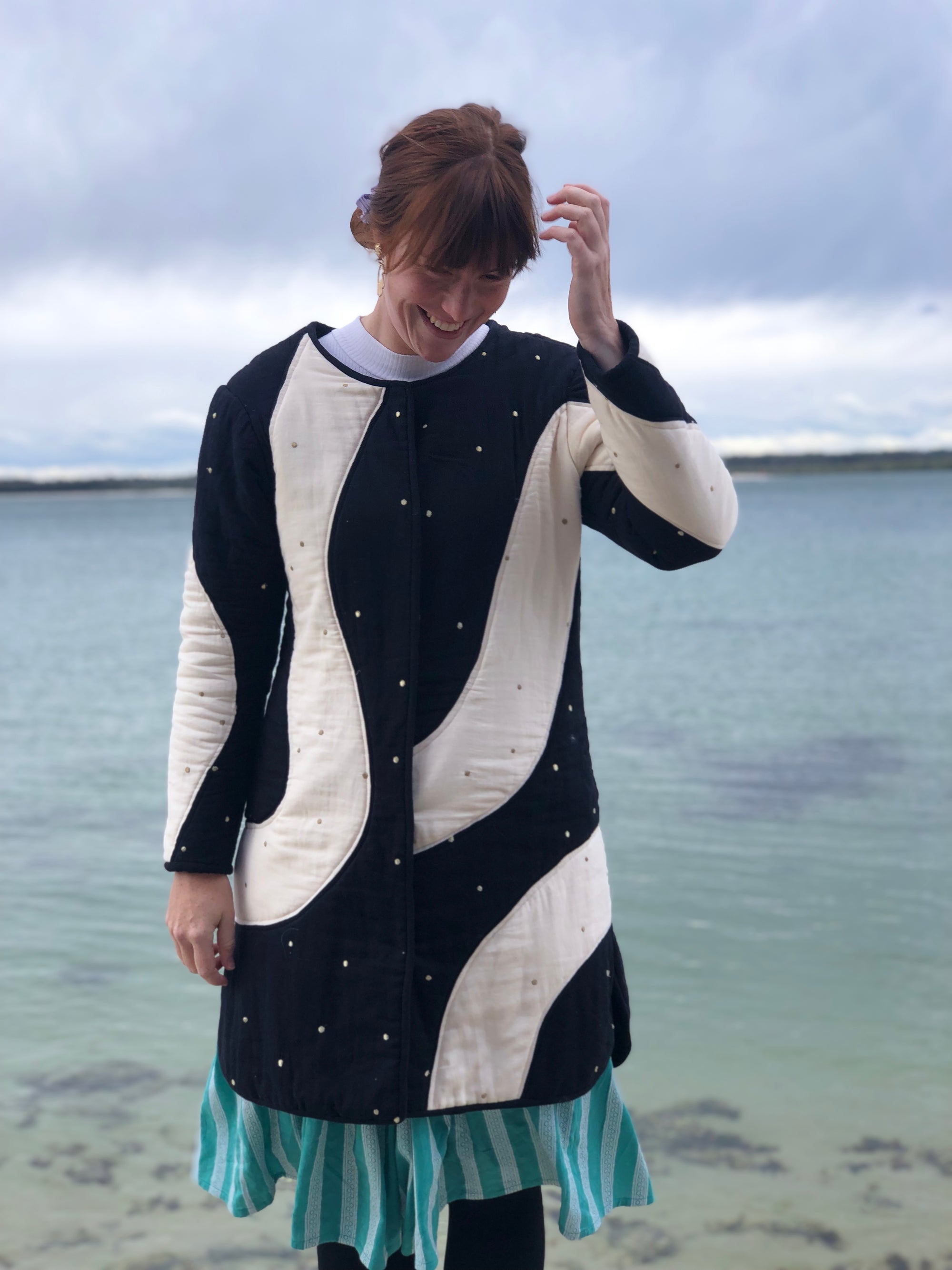 A Monochrome Spot Swirl Quilted Tamarack