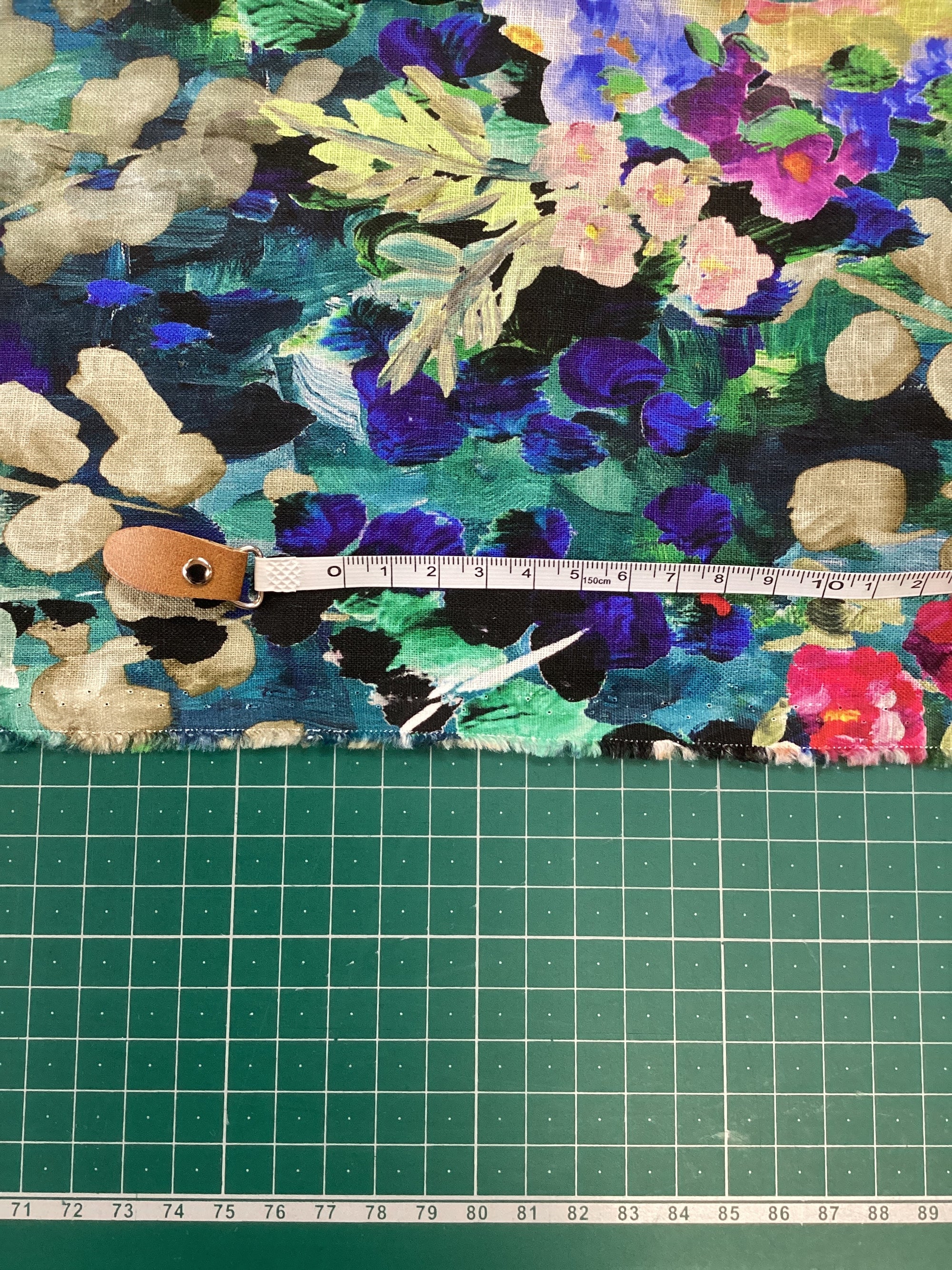 Johanna Ralph | Floral Waterfall | Linen - Full repeat with Small print faults close to selvage