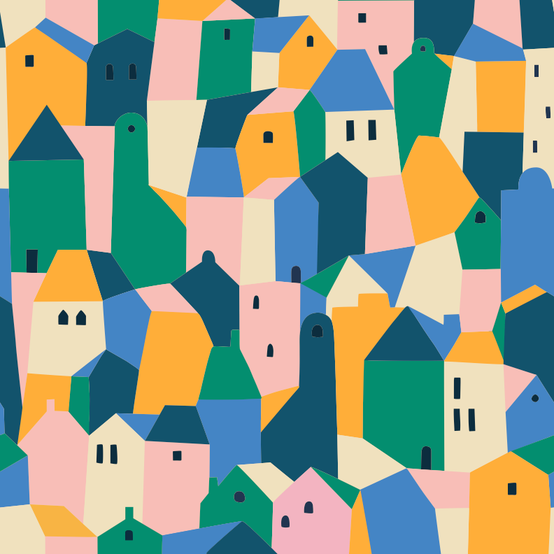 Myriam Van Neste - Ecovero Viscose - Colourful City - Green - 2m piece