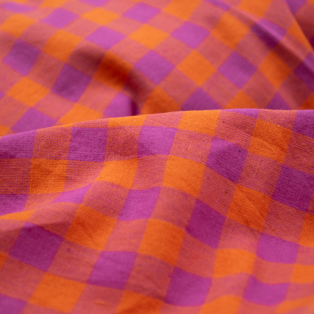 Handwoven Cotton - Pink &amp; Orange Check