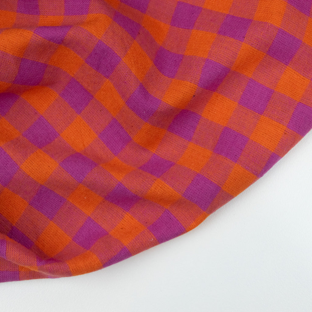 Handwoven Cotton - Pink &amp; Orange Check