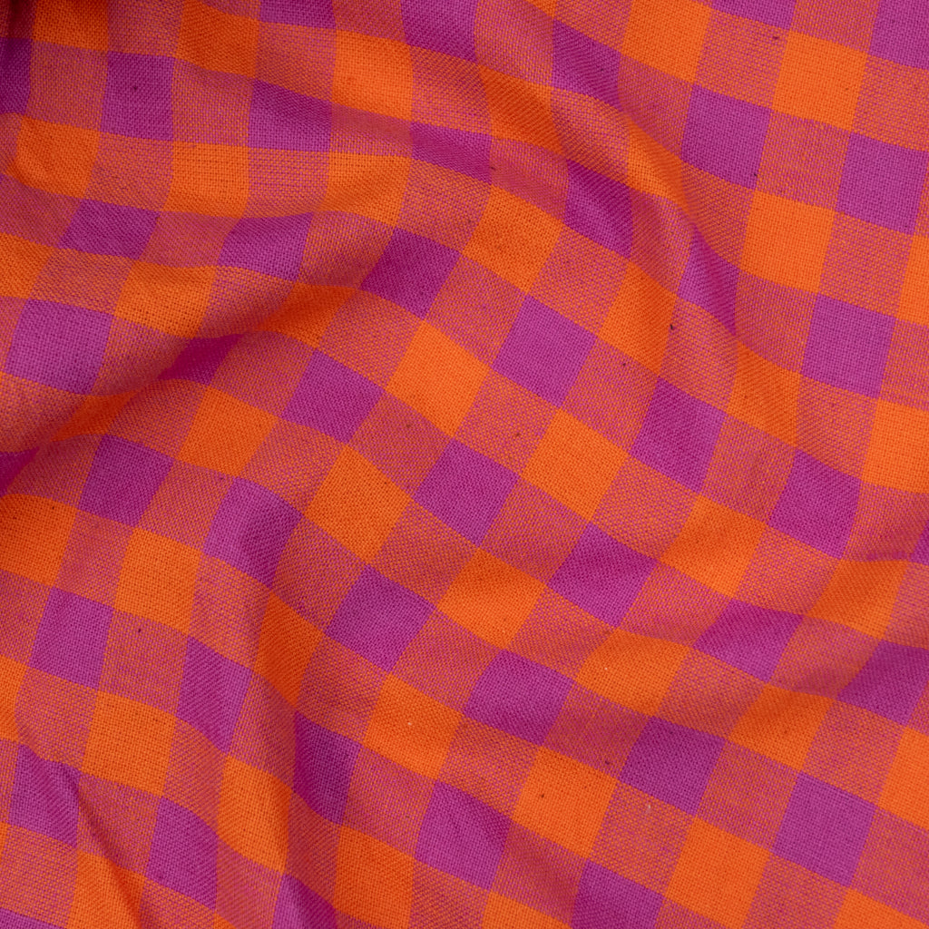 Handwoven Cotton - Pink &amp; Orange Check