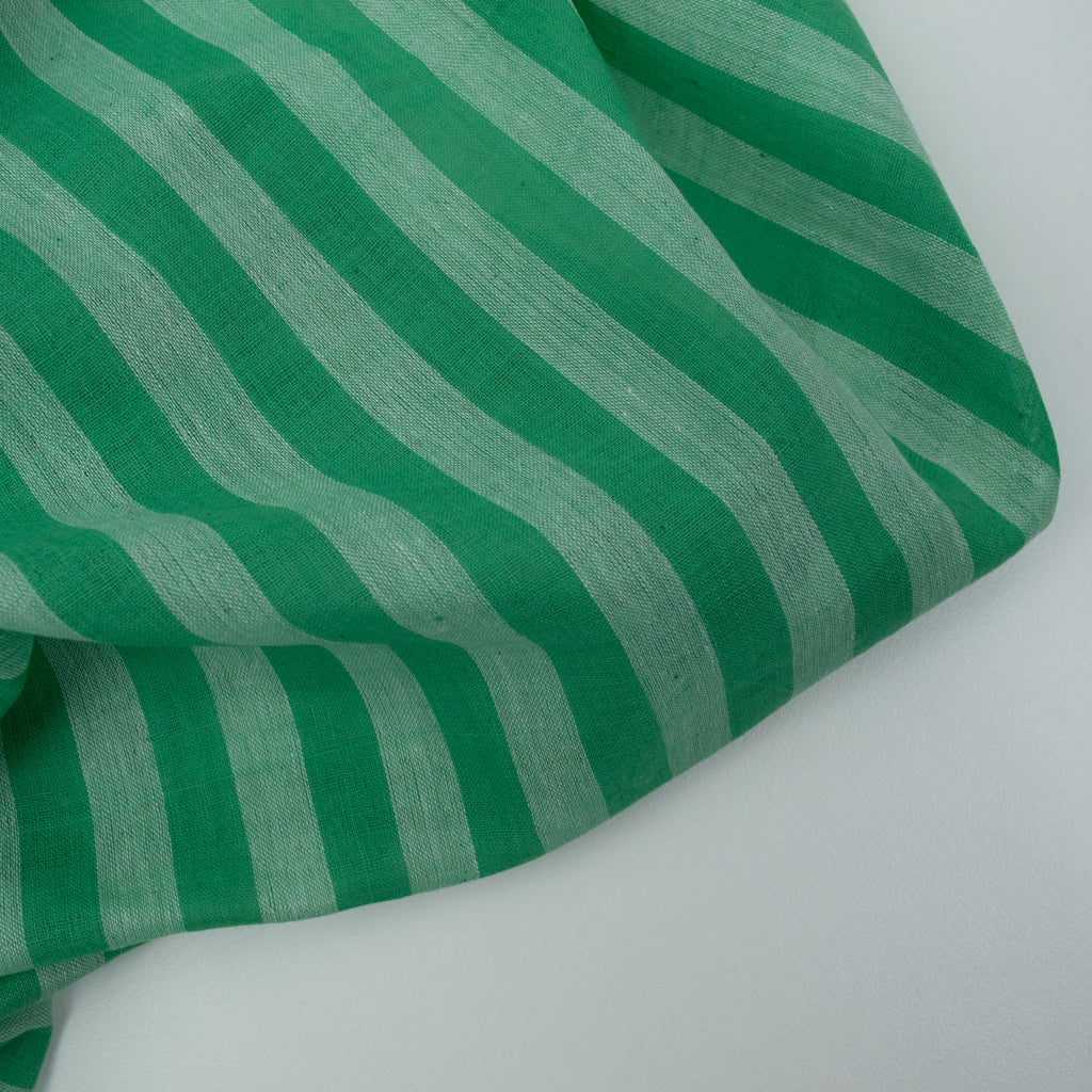 Handwoven Cotton - Green &amp; White Stripe