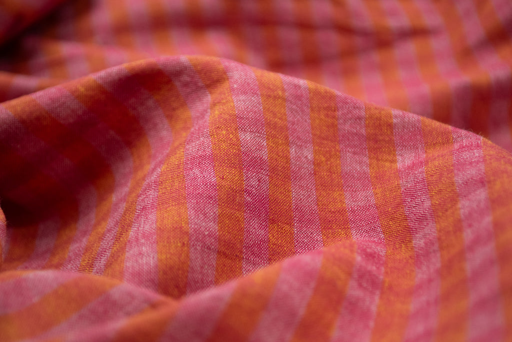 Handwoven Cotton - Pink &amp; Orange Stripe