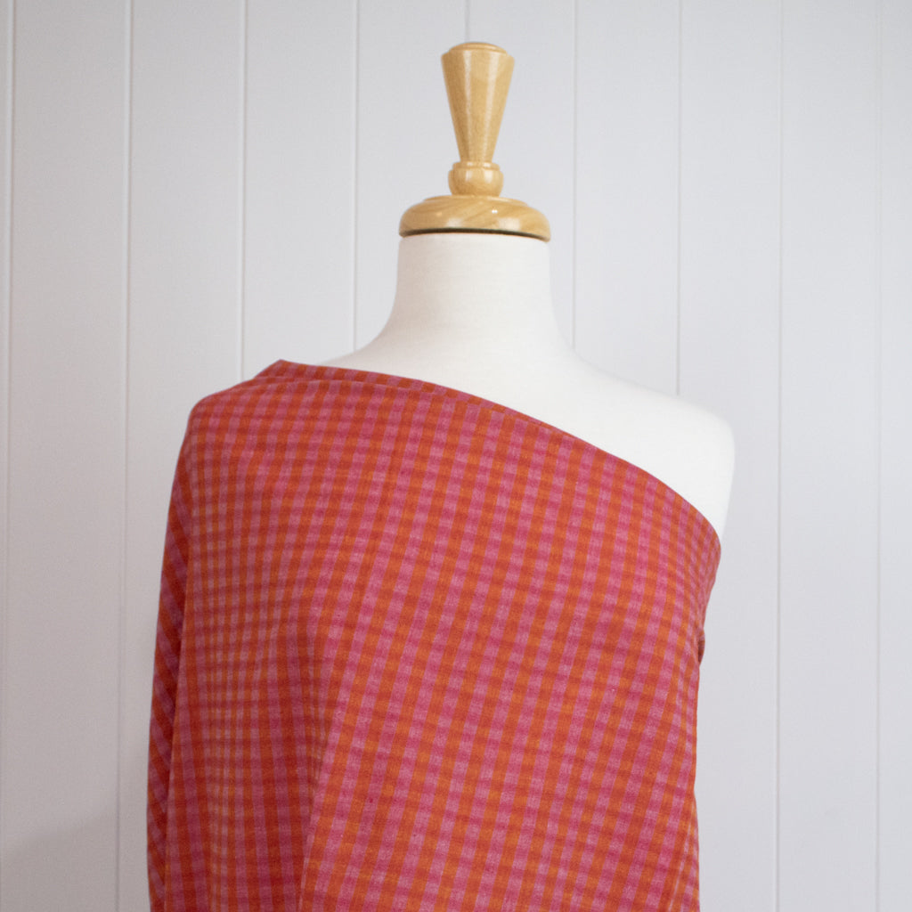 Handwoven Cotton - Pink &amp; Orange Stripe